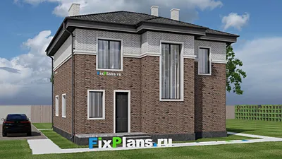 Проект двухэтажного дома 11 на 15, площадью 160 м² с террасой и 4 спальнями — фасад 2
