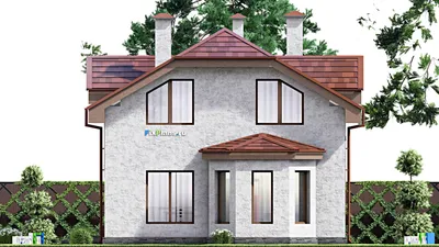 Проект дома с мансардой 11 на 14, площадью 150 м² с 5 спальнями — фасад 5
