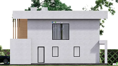 Проект двухэтажного дома 15 на 17, площадью 740 м² с террасой, балконом, гаражом на 2 машины и 5 спальнями — фасад 5