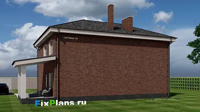 Проект двухэтажного дома 13 на 14, площадью 260 м² с террасой и 5 спальнями — фасад 2