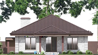 Проект одноэтажного дома 13 на 15, площадью 250 м² с цокольным этажом и 3 спальнями — фасад 3