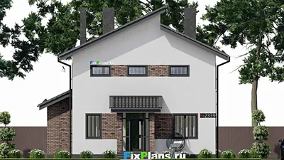 Проект двухэтажного дома 11 на 12, площадью 150 м² с баней и 4 спальнями — фасад 3