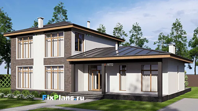 Проект двухэтажного дома 16 на 20, площадью 290 м² с террасой и 3 спальнями