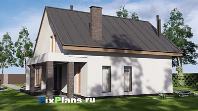 Проект дома с мансардой 16 на 22, площадью 350 м² с террасой, балконом и 4 спальнями — фасад 2