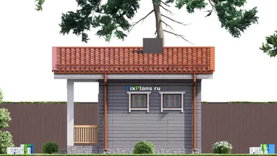 Проект бани 7 на 7, площадью 40 м² с комнатой отдыха — фасад 5
