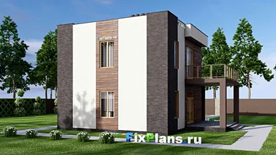 Проект двухэтажного дома 10 на 13, площадью 160 м² с террасой, балконом и 2 спальнями — фасад 2