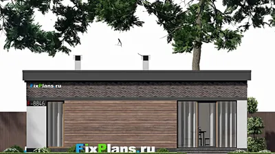 Проект бани 6 на 11, площадью 40 м² с санузлом — фасад 3