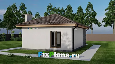 Проект бани 8 на 11, площадью 60 м² с терассой, санузлом и спальней — фасад 2