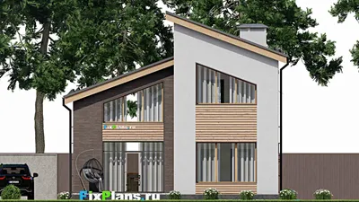 Проект дома с мансардой 11 на 13, площадью 130 м² с террасой, вторым светом и 3 спальнями — фасад 6