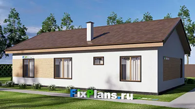 Проект одноэтажного дома 12 на 16, площадью 130 м² с 3 спальнями — фасад 2