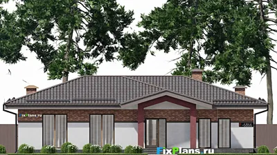 Проект одноэтажного дома 17 на 19, площадью 180 м² с 3 спальнями — фасад 3