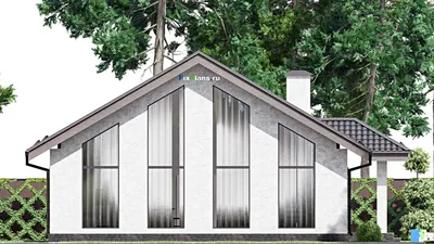 Проект одноэтажного дома 13 на 19, площадью 180 м² с 4 спальнями — фасад 4