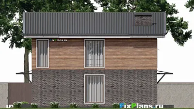 Проект двухэтажного дома 12 на 15, площадью 220 м² с террасой, балконом и 4 спальнями — фасад 6