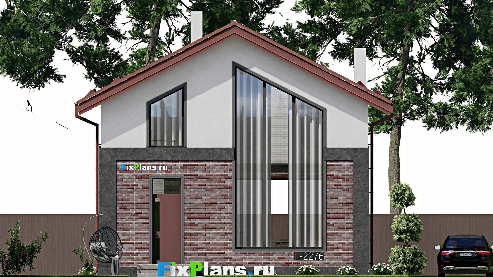 F-2276 - Проект дома с мансардой 9 на 13, площадью 150 м² с 1 спальнями