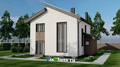 Проект двухэтажного дома 11 на 12, площадью 150 м² с баней и 4 спальнями — фасад 2