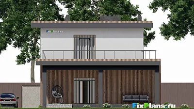 Проект двухэтажного дома 11 на 17, площадью 250 м² с террасой, балконом и 4 спальнями — фасад 6