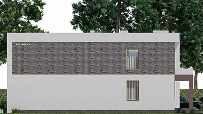 Проект двухэтажного дома 12 на 19, площадью 290 м² с террасой, балконом и 7 спальнями — фасад 4