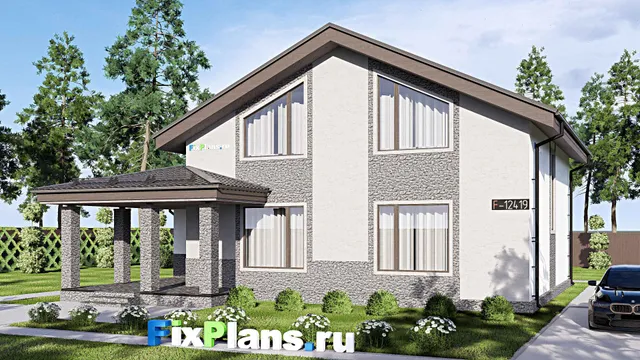 Проект дома с мансардой 14 на 15, площадью 220 м² с 4 спальнями