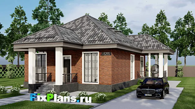 Проект одноэтажного дома 13 на 18, площадью 230 м² с террасой и 4 спальнями