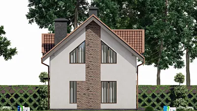 Проект дома с мансардой 10 на 13, площадью 150 м² с 4 спальнями — фасад 4