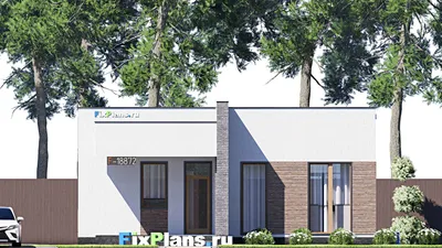Проект одноэтажного дома 11 на 17, площадью 130 м² с террасой и 2 спальнями (F-18872) — фасад 3