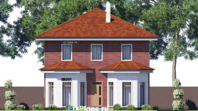 Проект двухэтажного дома 11 на 14, площадью 260 м² с цокольным этажом и 4 спальнями — фасад 3