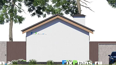 Проект бани 8 на 14, площадью 70 м² с комнатой отдыха и терассой — фасад 6