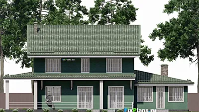 Проект дома с мансардой 19 на 23, площадью 400 м² с террасой, гаражом на 2 машины и 7 спальнями — фасад 6