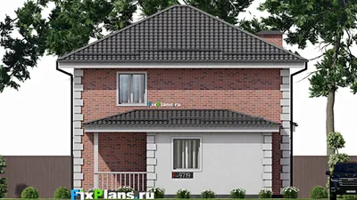 Проект двухэтажного дома 11 на 14, площадью 170 м² с террасой и 5 спальнями — фасад 3