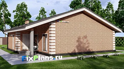 Проект одноэтажного дома 14 на 14, площадью 120 м² с 3 спальнями — фасад 2