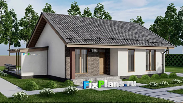 Проект одноэтажного дома 14 на 15, площадью 150 м² с террасой и 2 спальнями