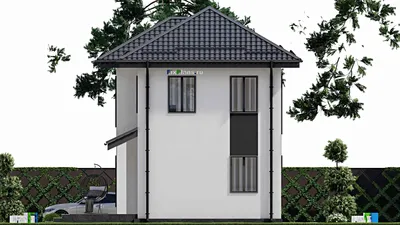 Проект двухэтажного дома 8 на 12, площадью 140 м² с террасой и 3 спальнями — фасад 5