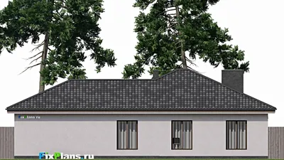Проект одноэтажного дома 12 на 19, площадью 160 м² с гаражом на 2 машины и 3 спальнями — фасад 4