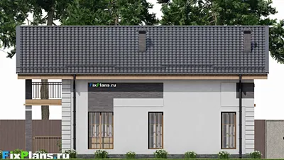 Проект дома с мансардой 11 на 14, площадью 210 м² с террасой, балконом и 4 спальнями — фасад 6