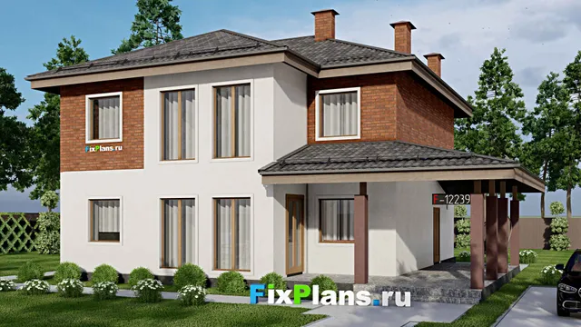 Проект двухэтажного дома 12 на 15, площадью 210 м² с 5 спальнями