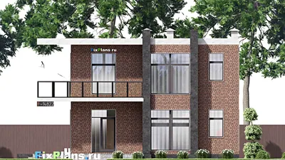 Проект двухэтажного дома 13 на 19, площадью 400 м² с террасой, балконом и 5 спальнями — фасад 3