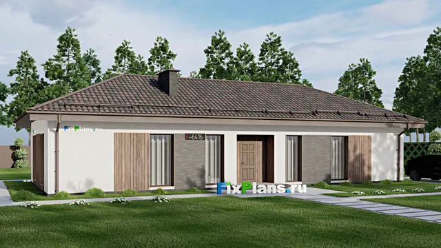 Проект одноэтажного дома 9 на 20, площадью 130 м² с 3 спальнями