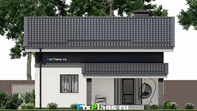 Проект дома с мансардой 10 на 12, площадью 140 м² с террасой и 3 спальнями — фасад 6