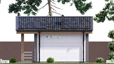 Проект бани 5 на 8, площадью 30 м² с терассой — фасад 5