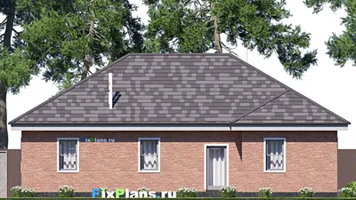 Проект одноэтажного дома 15 на 17, площадью 200 м² с террасой и 2 спальнями — фасад 6