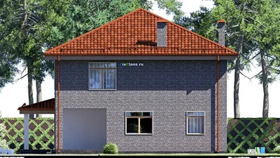 Проект двухэтажного дома 12 на 14, площадью 200 м² с террасой, балконом и 4 спальнями — фасад 5