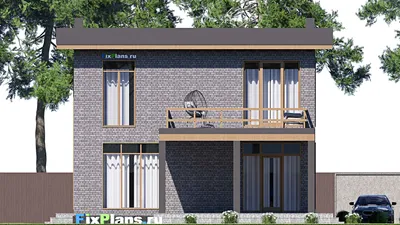 Проект двухэтажного дома 12 на 19, площадью 310 м² с террасой, балконом и 4 спальнями — фасад 6