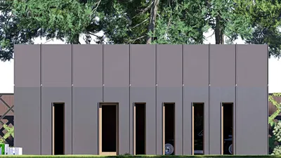 Проект гаража 5 на 10, площадью 40 м² на 1 машиноместо — фасад 4