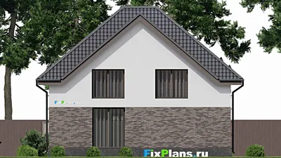 Проект дома с мансардой 11 на 12, площадью 180 м² с террасой и 4 спальнями — фасад 4