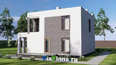Проект двухэтажного дома 12 на 13, площадью 150 м² с террасой, балконом и 3 спальнями — фасад 2