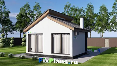 Проект бани 8 на 8, площадью 50 м² с терассой, санузлом и спальней — фасад 2