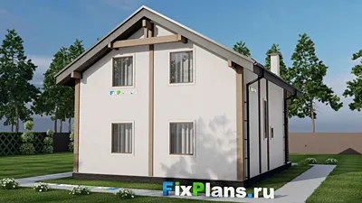 Проект дома с мансардой 9 на 12, площадью 160 м² с террасой, балконом и 5 спальнями — фасад 2