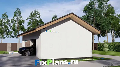 Проект гаража из газобетона 7 на 11, площадью 60 м² на 2 машиноместа — фасад 2