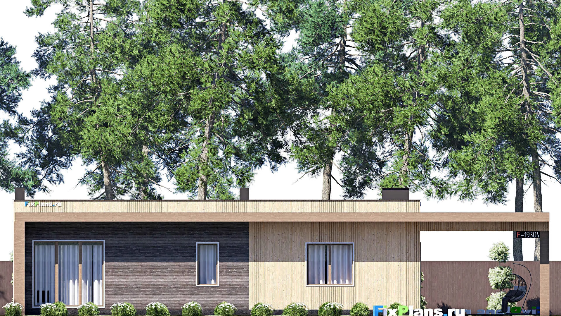 F-19304 - Проект одноэтажного дома 10 на 23, площадью 150 м² с 1 спальнями