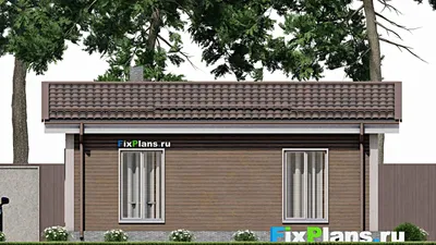 Проект одноэтажного дома 5 на 10, площадью 40 м² с 2 спальнями — фасад 6